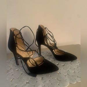 Pointy Black Dressy Classy Heels - Suede Material Size 8 1/2
